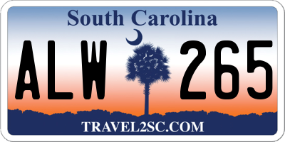 SC license plate ALW265