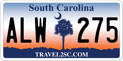 SC license plate ALW275