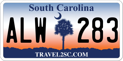 SC license plate ALW283