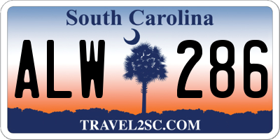 SC license plate ALW286