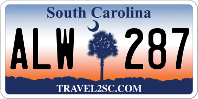 SC license plate ALW287