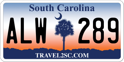 SC license plate ALW289