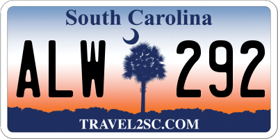 SC license plate ALW292