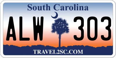 SC license plate ALW303