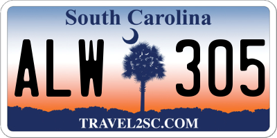 SC license plate ALW305