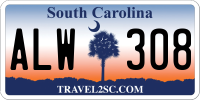 SC license plate ALW308