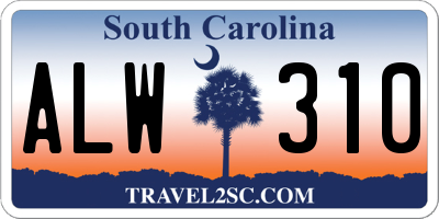 SC license plate ALW310