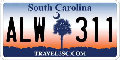 SC license plate ALW311