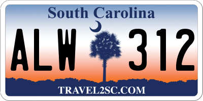 SC license plate ALW312