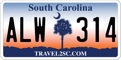 SC license plate ALW314