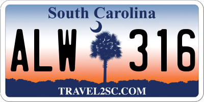 SC license plate ALW316