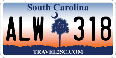 SC license plate ALW318