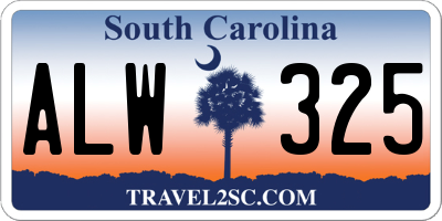 SC license plate ALW325