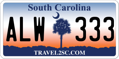 SC license plate ALW333