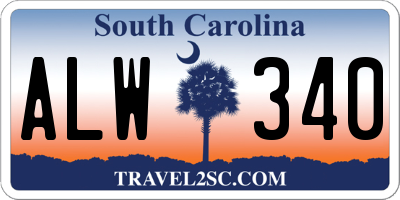 SC license plate ALW340