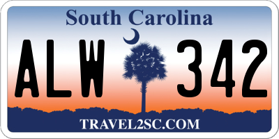 SC license plate ALW342