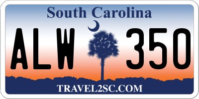 SC license plate ALW350