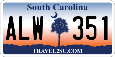 SC license plate ALW351