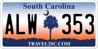 SC license plate ALW353