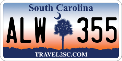SC license plate ALW355