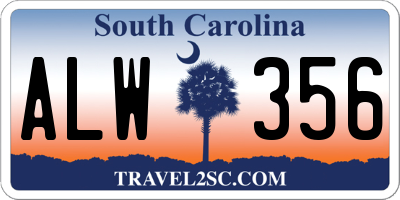 SC license plate ALW356