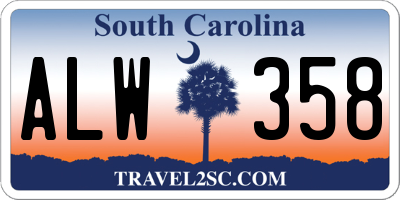 SC license plate ALW358