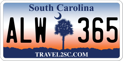 SC license plate ALW365