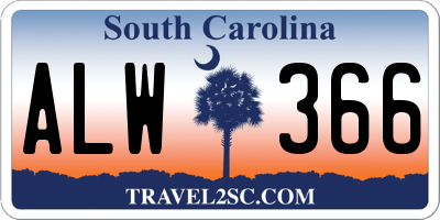 SC license plate ALW366