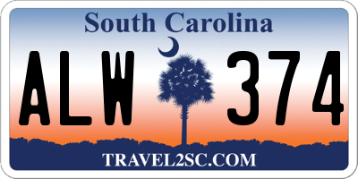 SC license plate ALW374