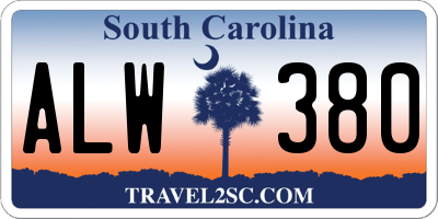 SC license plate ALW380