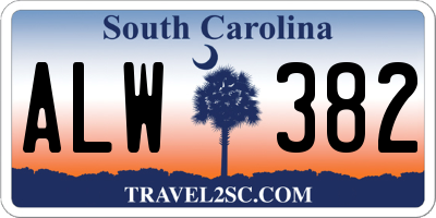SC license plate ALW382