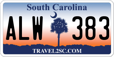 SC license plate ALW383