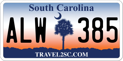SC license plate ALW385
