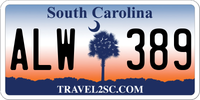 SC license plate ALW389