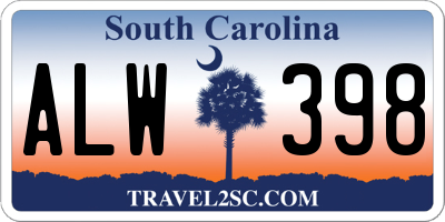 SC license plate ALW398