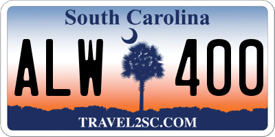 SC license plate ALW400
