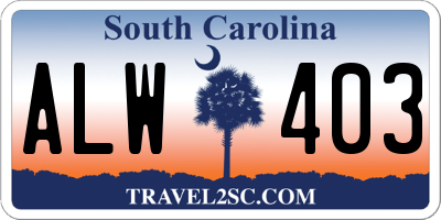 SC license plate ALW403