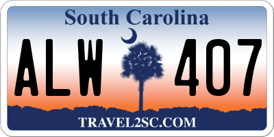 SC license plate ALW407