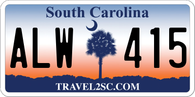 SC license plate ALW415