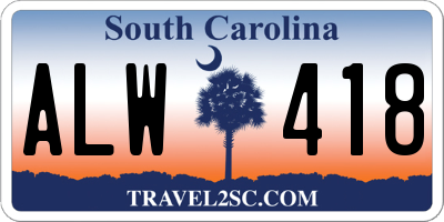 SC license plate ALW418