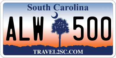 SC license plate ALW500