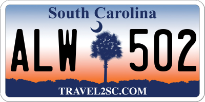 SC license plate ALW502