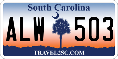 SC license plate ALW503