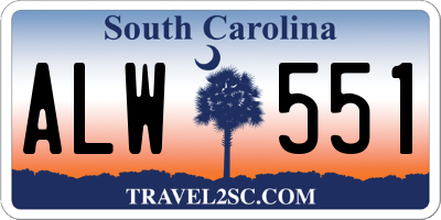 SC license plate ALW551