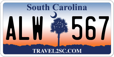 SC license plate ALW567