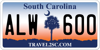SC license plate ALW600