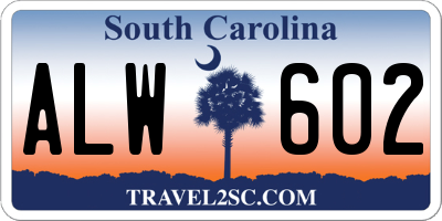 SC license plate ALW602