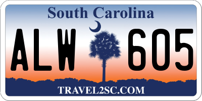 SC license plate ALW605