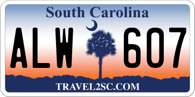 SC license plate ALW607