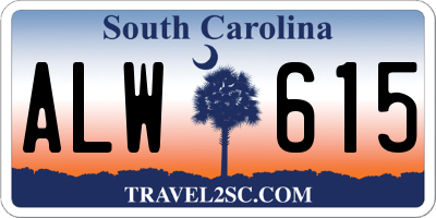 SC license plate ALW615